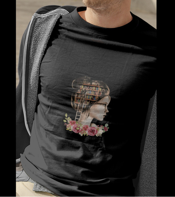 I Love Days When My Only Problem Is Which Book To Read With Bookshelf Hair And Floral Accents T-Shirt