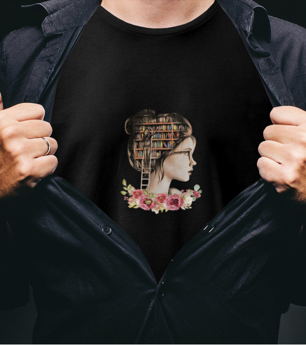 I Love Days When My Only Problem Is Which Book To Read With Bookshelf Hair And Floral Accents T-Shirt