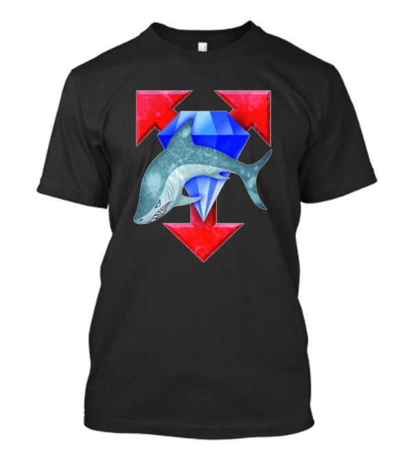 Battletech Clan Diamond Shark Emblem With Red Arrows And Blue Gem T-Shirt