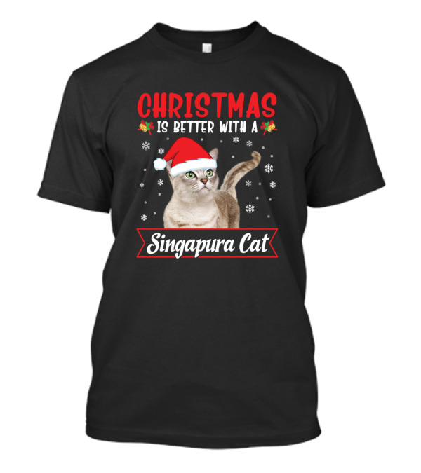 Christmas Is Better With A Singapura Cat Santa Hat T-Shirt
