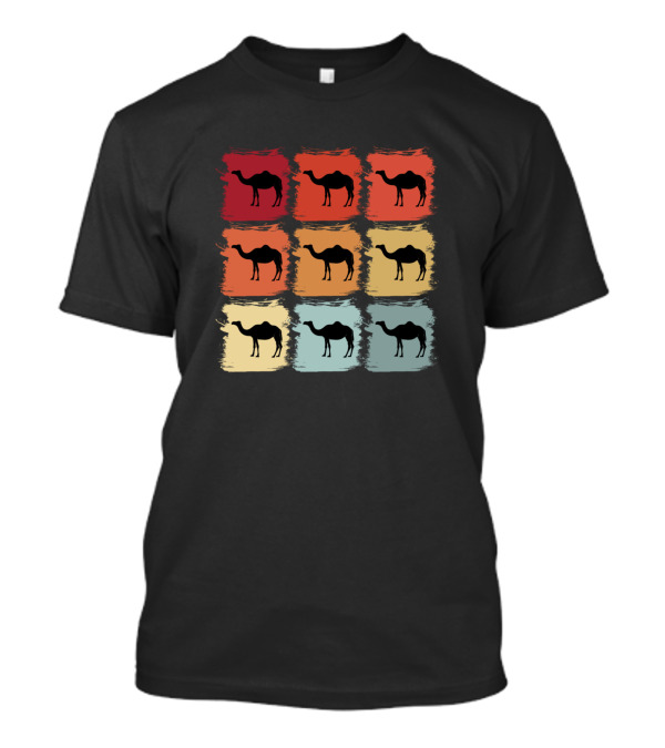 Retro Pop Art Dromedary Camel Color Blocks T-Shirt