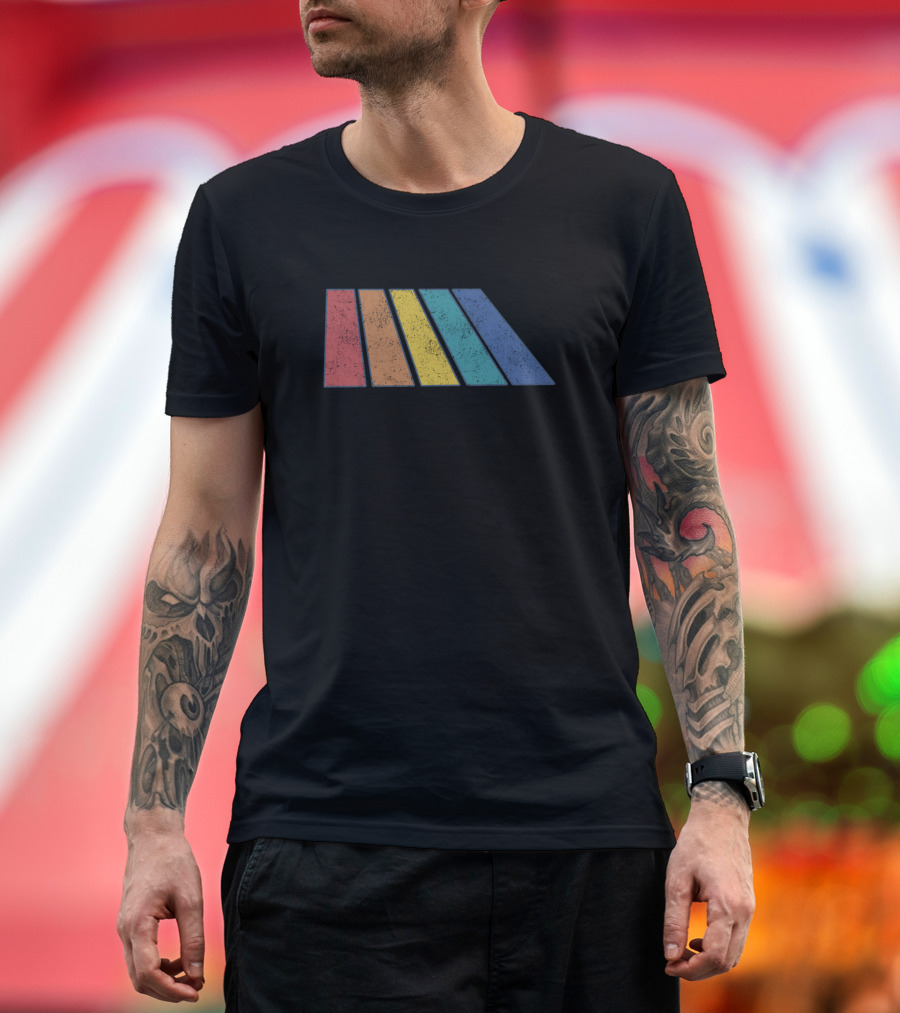 Retro Rainbow Stripes Vintage Five-Color Bar T-Shirt