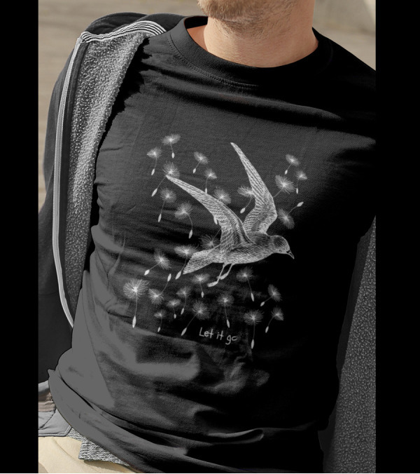 Flying Bird Among Dandelions Let It Go T-Shirt