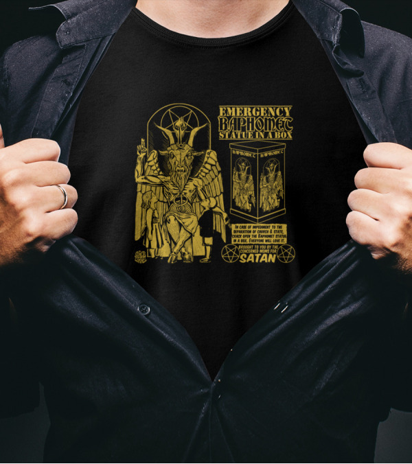 Emergency Baphomet Statue In A Box Hexagram Satan T-Shirt