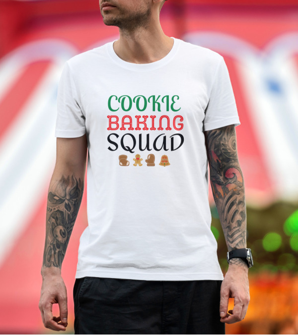 Premium T-Shirt: Cookie Baking Squad with Gingerbread and Christmas Icons T-Shirt Cookie Baking Squad with Gingerbread and Christmas Icons T-Shirt