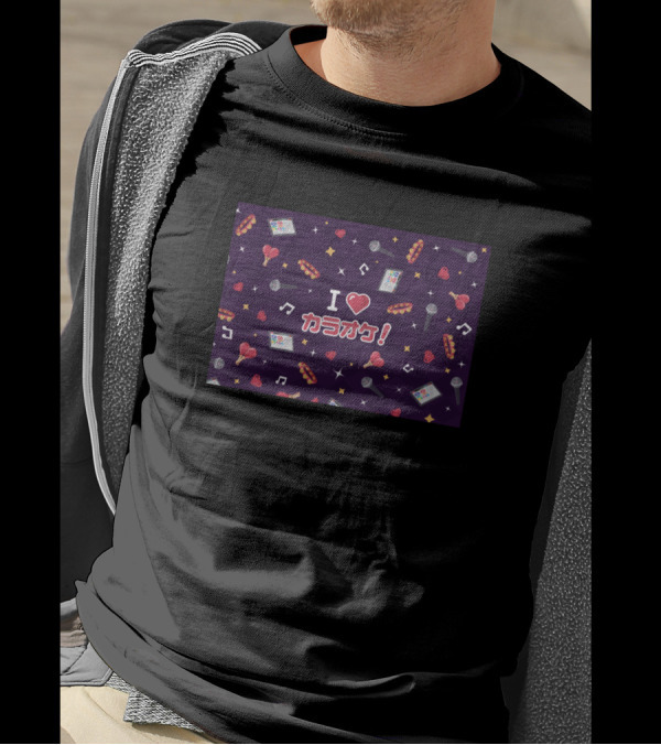 I Love Karaoke Cute Heart Music Notes And Microphones T-Shirt