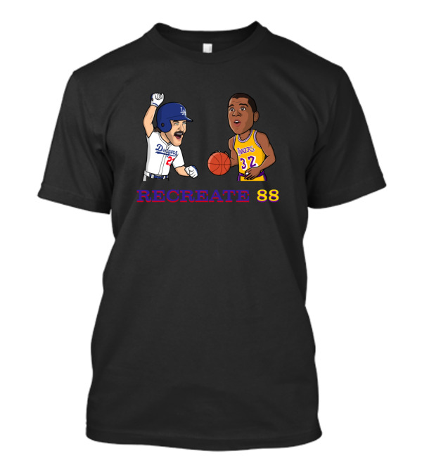 RECREATE 88 Dodgers Lakers 32 Basketball Baseball T-Shirt