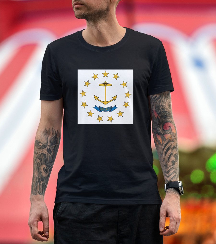 Rhode Island Hope Anchor with Stars Flag T-Shirt