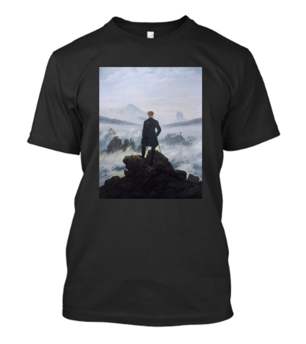 Wanderer Overlooking Misty Landscape In Friedrich's Iconic Scene T-Shirt