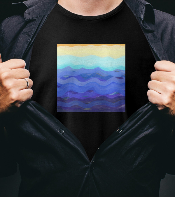 Waves Gradient Blue Yellow Ocean T-Shirt