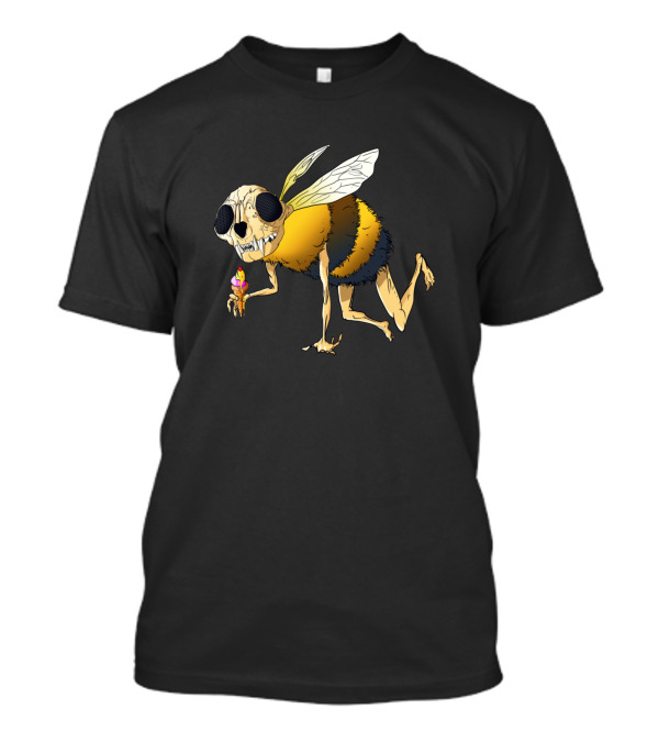 Dead Cat Bee With Ice Cream Insane Skull Honeycomb Wings T-Shirt