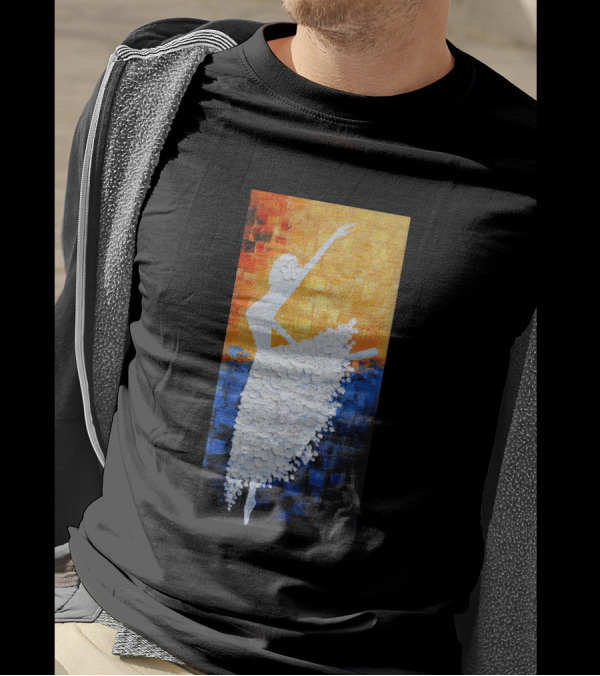 Pallet Dancing Colorful Pallet Watercolor Ballet Ballerina Silhouette In Textured Sunset Background T-Shirt