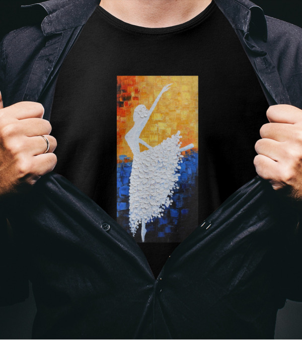 Pallet Dancing Colorful Pallet Watercolor Ballet Ballerina Silhouette In Textured Sunset Background T-Shirt
