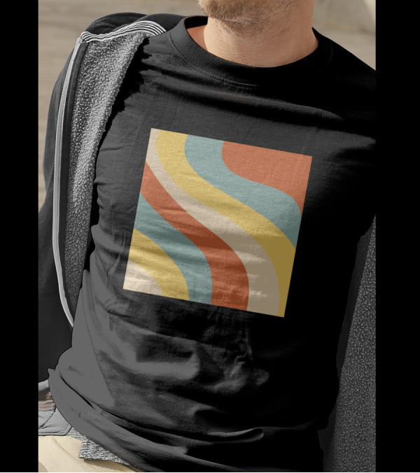 Retro Waves Multicolor Abstract Stripes T-Shirt