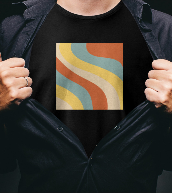 Retro Waves Multicolor Abstract Stripes T-Shirt