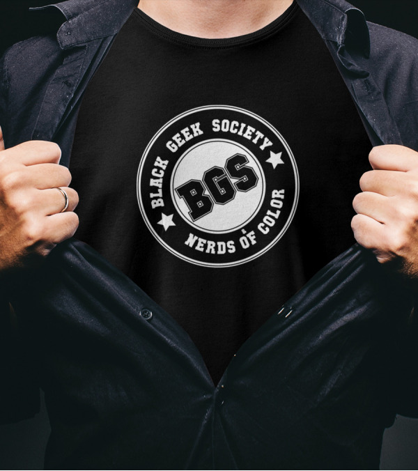 Black Geek Society Nerds Of Color BGS Retro Black White T-Shirt
