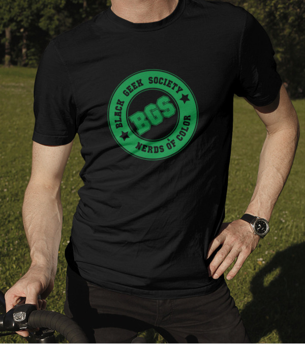 Black Geek Society BGS Nerds Of Color Retro Green Text T-Shirt