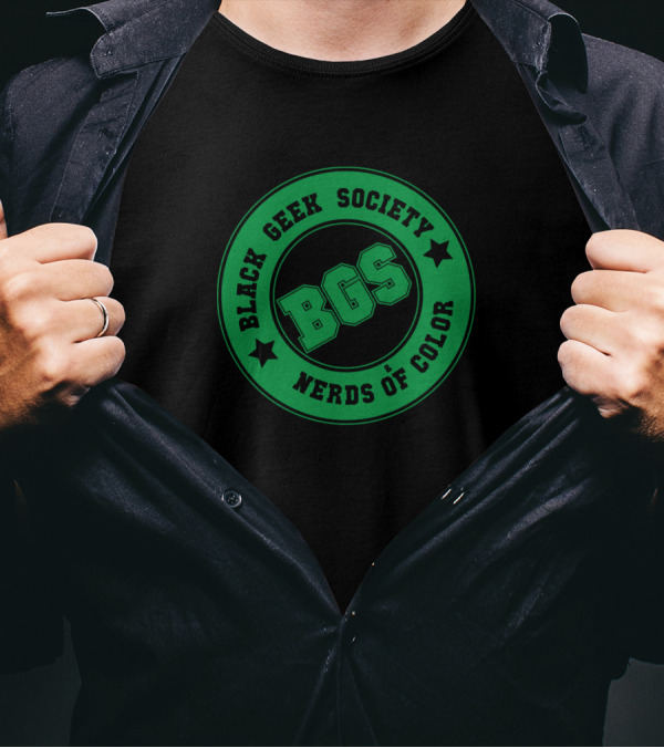 Black Geek Society BGS Nerds Of Color Retro Green Text T-Shirt