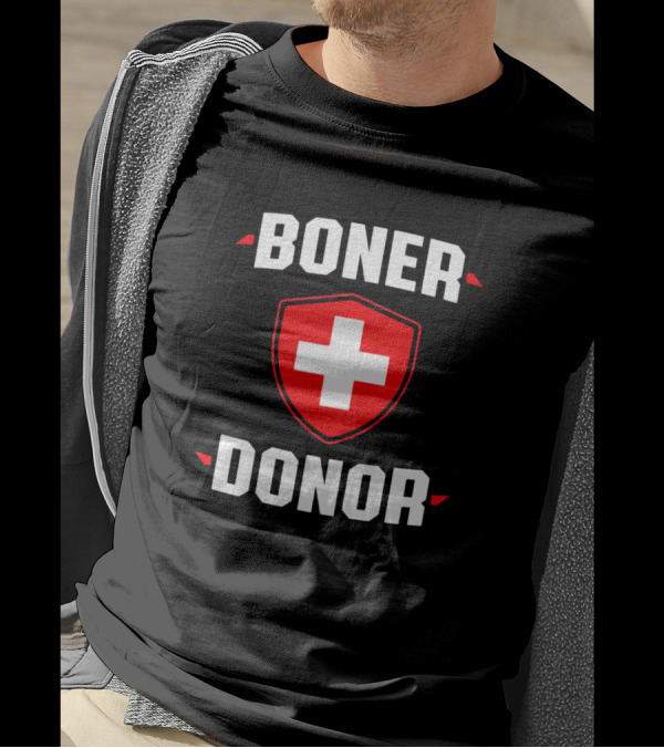 Boner Donor Funny Halloween Easy Lazy Costume Cross Shield T-Shirt