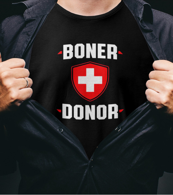 Boner Donor Funny Halloween Easy Lazy Costume Cross Shield T-Shirt