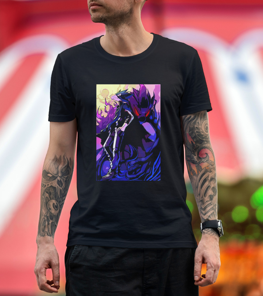 Fumikage Tokoyami Dark Shadow My Hero Academia Anime Character Fire Background T-Shirt