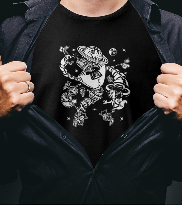 Giant Robot Outer Space Adventure Planetary Exploration T-Shirt