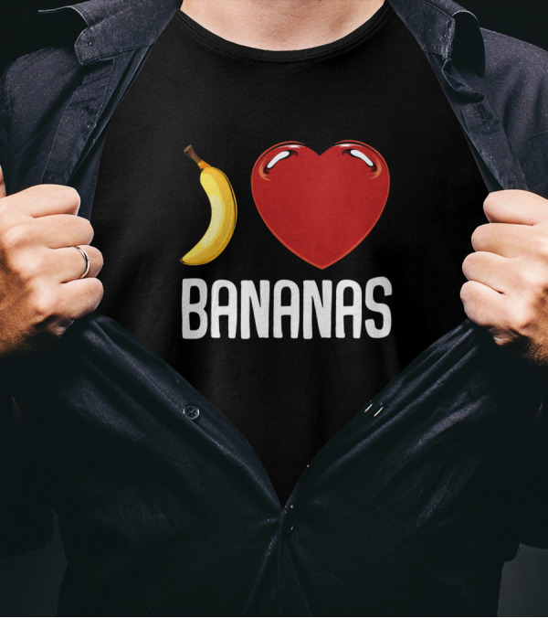 Banana Heart Bananas I Love Bananas Fruity Exotic T-Shirt