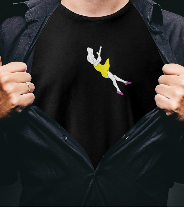 Demeter The Year Of Goodbye Falling Figure Yellow Dress Pink Shoes T-Shirt
