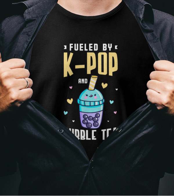 Fueled By K-Pop And Bubble Tea Hearts T-Shirt