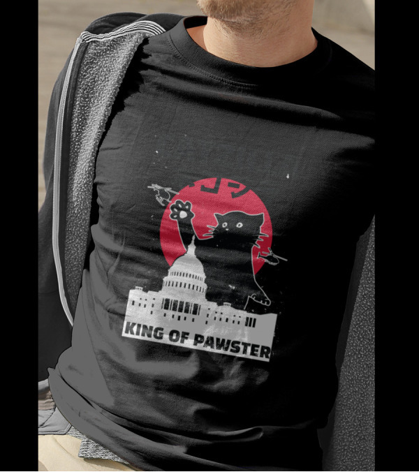Catzilla King Of Pawster Attacking The Capitol Building With Helicopters T-Shirt