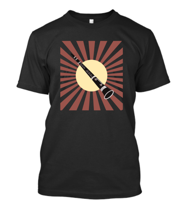 Clarinet Sunburst Retro Design For Passionated Clarinetists T-Shirt
