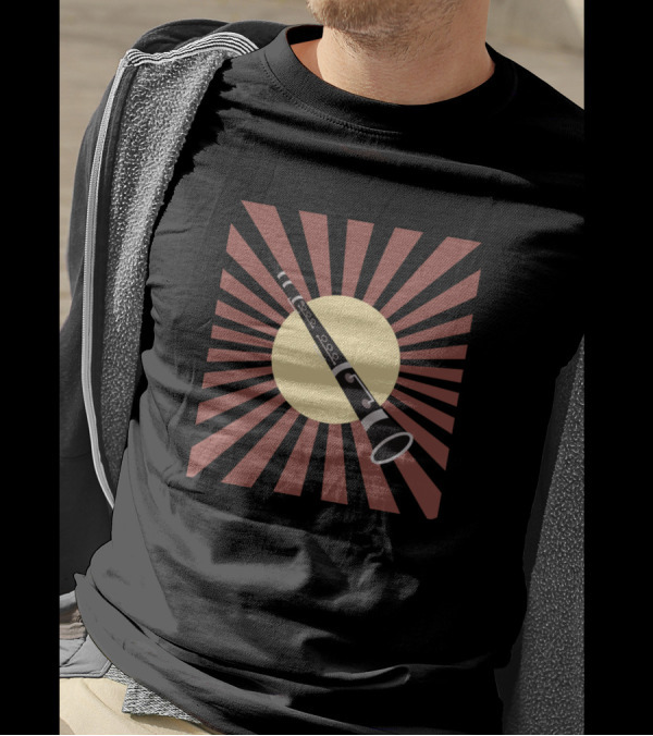 Clarinet Sunburst Retro Design For Passionated Clarinetists T-Shirt
