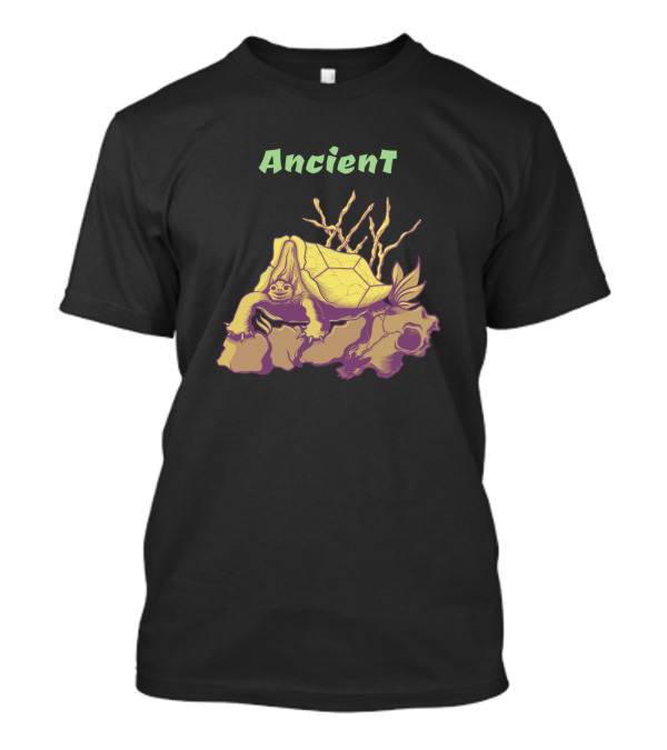 Ancient Turtle On Craggy Skull With Mystical Vines T-Shirt