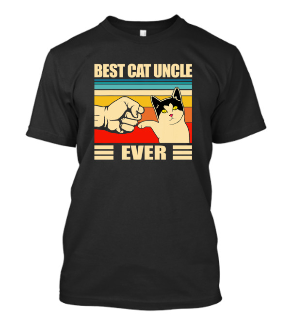 Best Cat Uncle Ever Funny Cat Uncle Fist Bump Retro T-Shirt