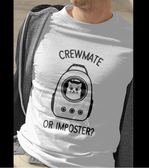 Crewmate Or Imposter Cat Astronaut Among Us Game T-Shirt