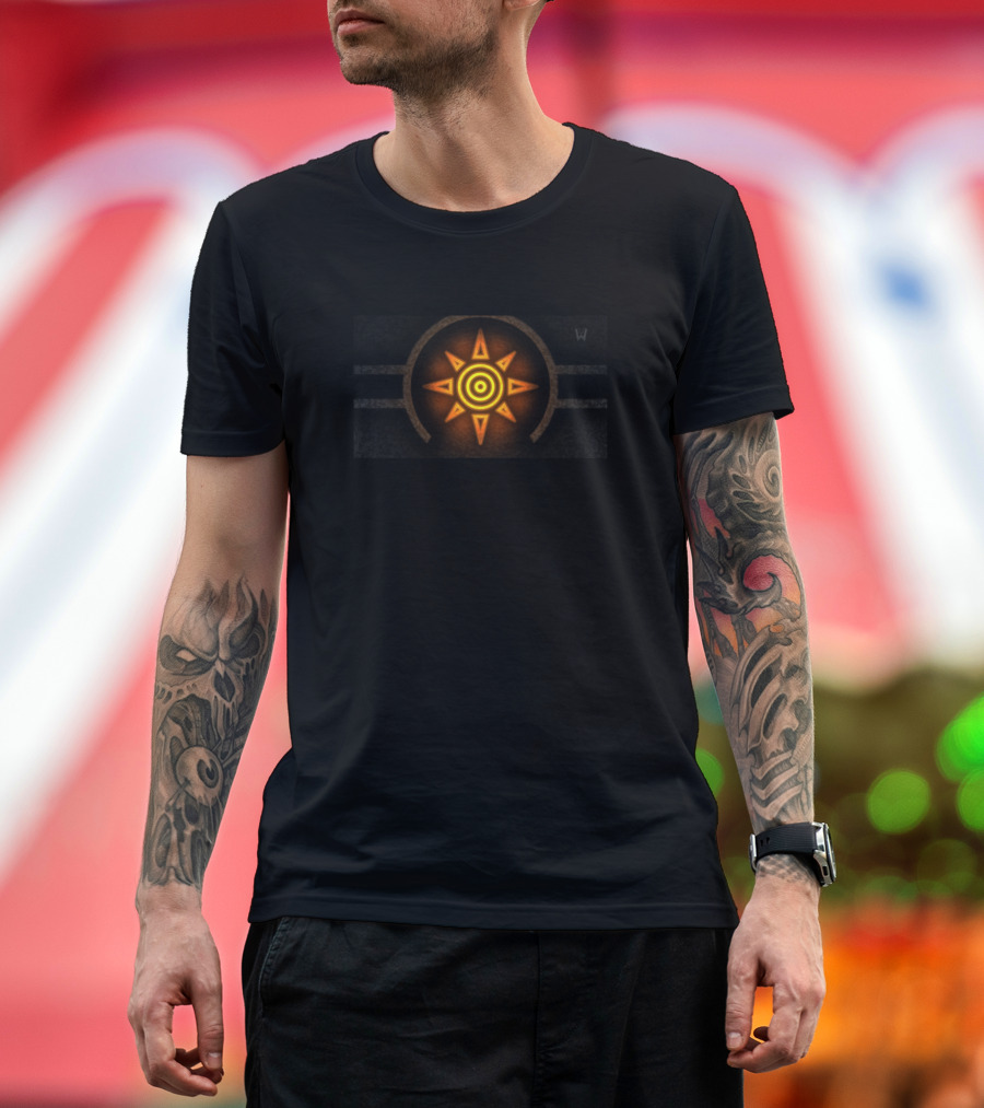 Crest Of Courage Star Circular Emblem in Orange and Black T-Shirt