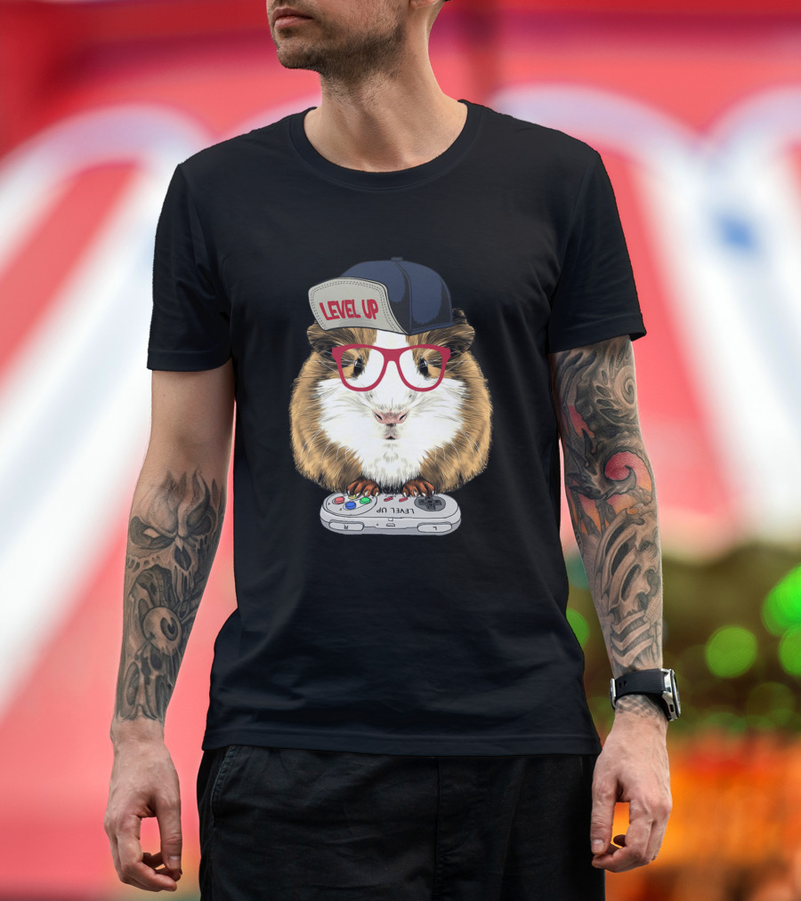 Level Up Guinea Pig Video Game Wildlife Animal T-Shirt