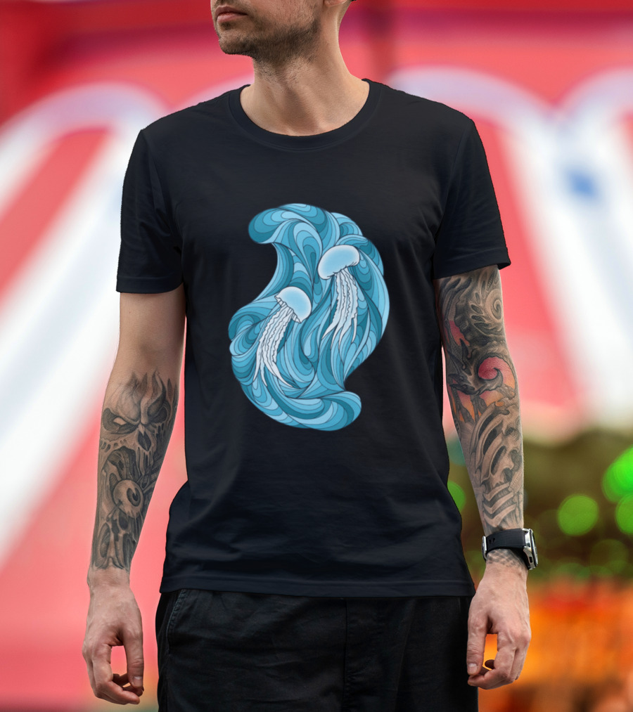 The Dance Of The Small Jellyfish In Swirling Blues T-Shirt