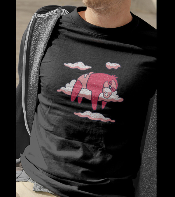Cute Sleeping Sloth On Clouds Pyjama Nightwear T-Shirt