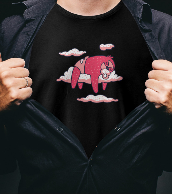 Cute Sleeping Sloth On Clouds Pyjama Nightwear T-Shirt