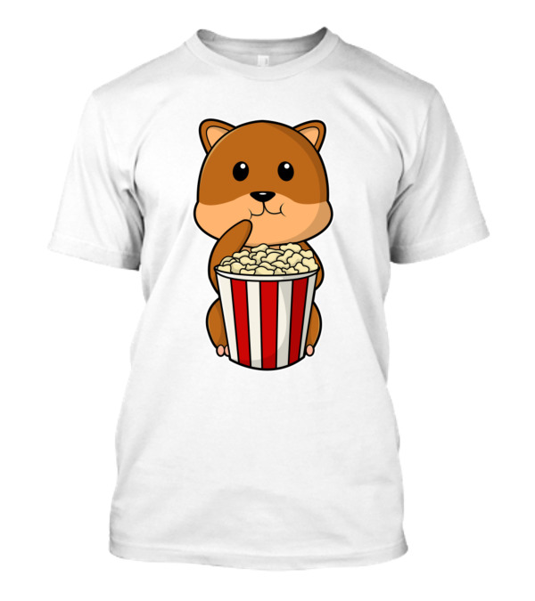 Hamster Munching Popcorn In Red Striped Container T-Shirt