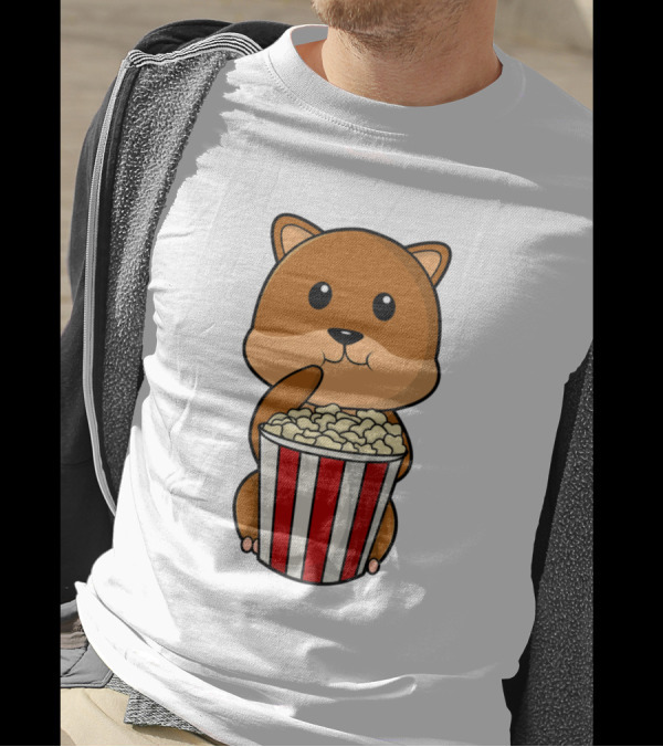 Hamster Munching Popcorn In Red Striped Container T-Shirt