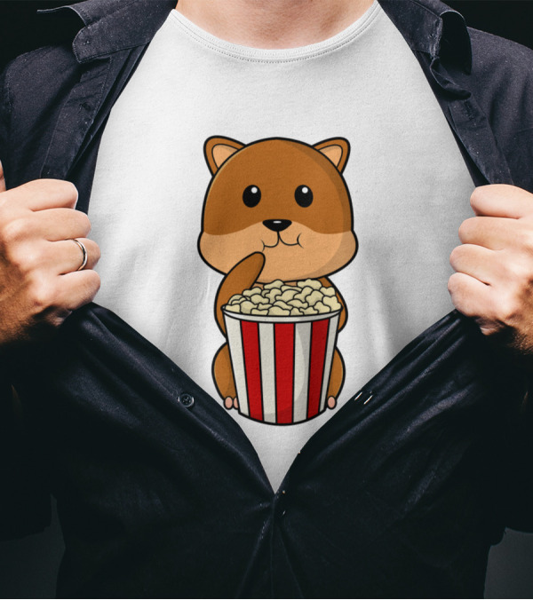 Hamster Munching Popcorn In Red Striped Container T-Shirt