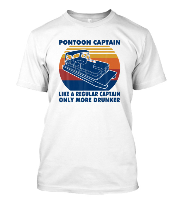 Pontoon Captain Like A Regular Captain Only More Drunker Vintage Sunset T-Shirt