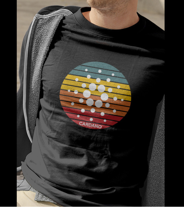 Cardano ADA Cryptocurrency Retro Circle Stripes Grunge T-Shirt