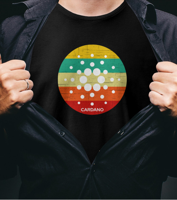 Cardano Ada Cryptocurrency Retro Stripes Grunge T-Shirt