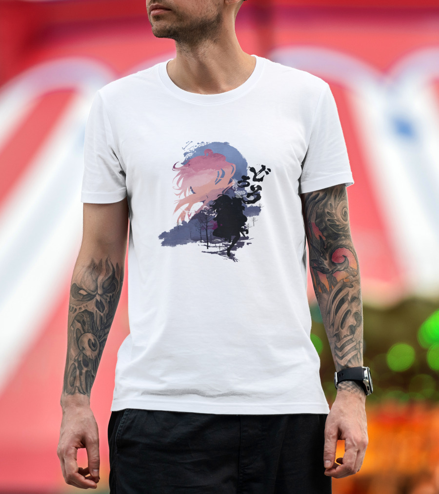 Dororo Hyakimaru Silhouette and Japanese Text T-Shirt