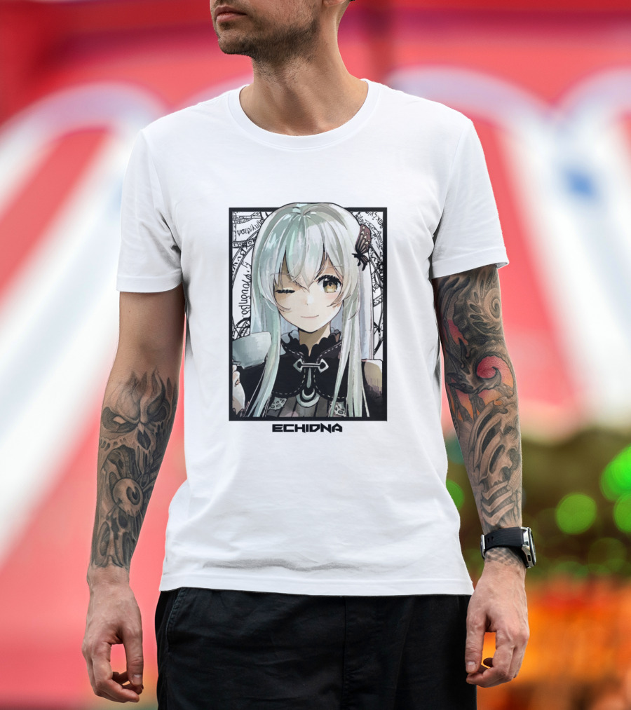 Echidna Re:Zero Character with Tea and Butterfly Winking T-Shirt