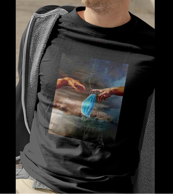 Sistine Chapel Hands Holding Face Mask Creation Masterpiece T-Shirt