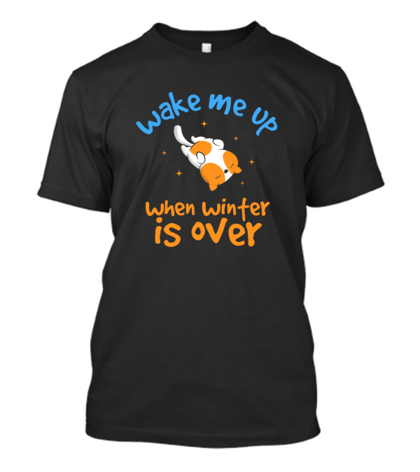 Wake Me Up When Winter Is Over Sleeping Cat Stars T-Shirt